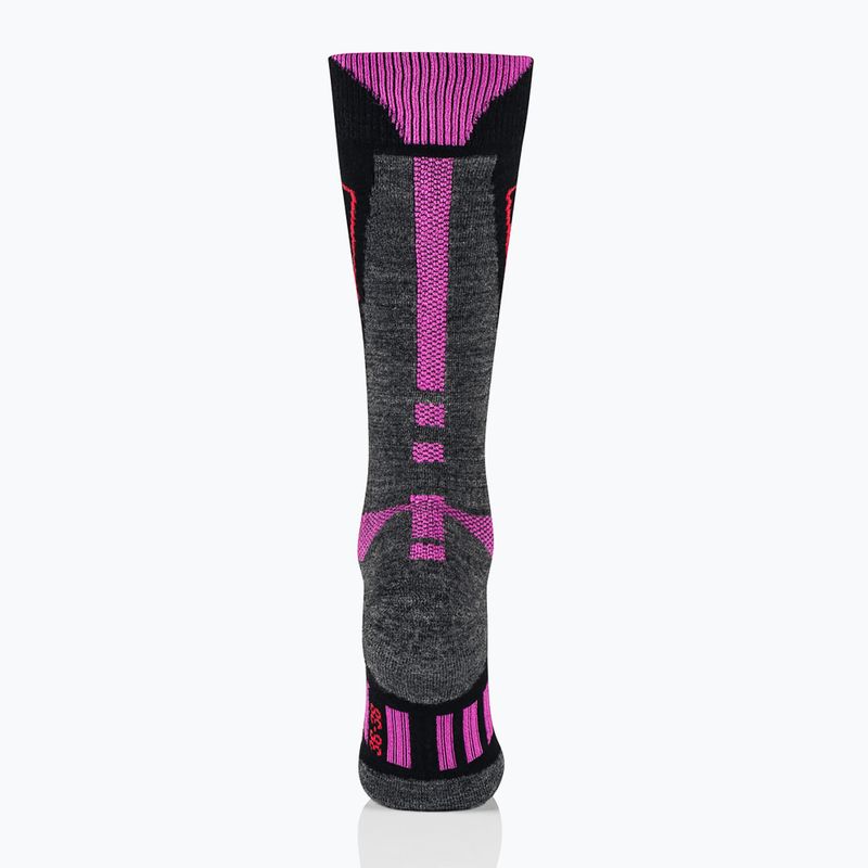 Women's ski socks Brubeck Snow Force Light grey / pink 3