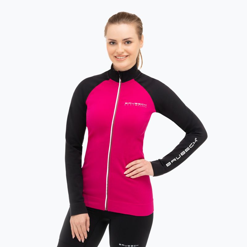 Ladies' thermal sweatshirt Brubeck LS1352 Athletic fuchsia / black