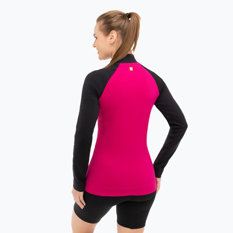 Ladies' thermal sweatshirt Brubeck LS1352 Athletic fuchsia / black 2