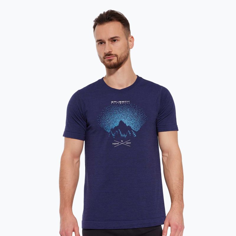 Men's thermal T-shirt Brubeck SS1265 Outdoor Wool Pro dark blue