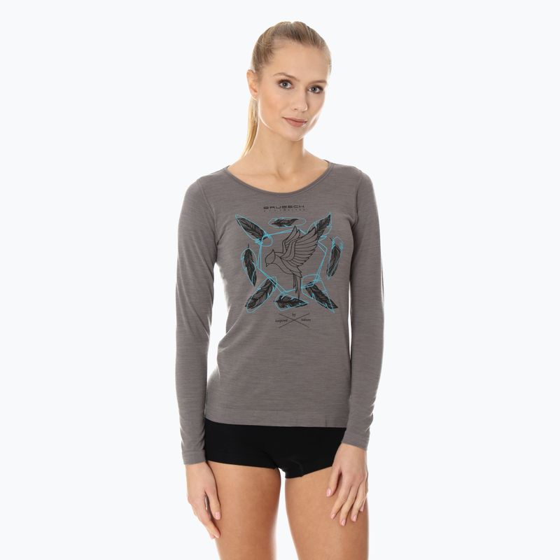 Women's thermal active sweatshirt Brubeck Outdoor Merino Wool Pro green/mountains 13
