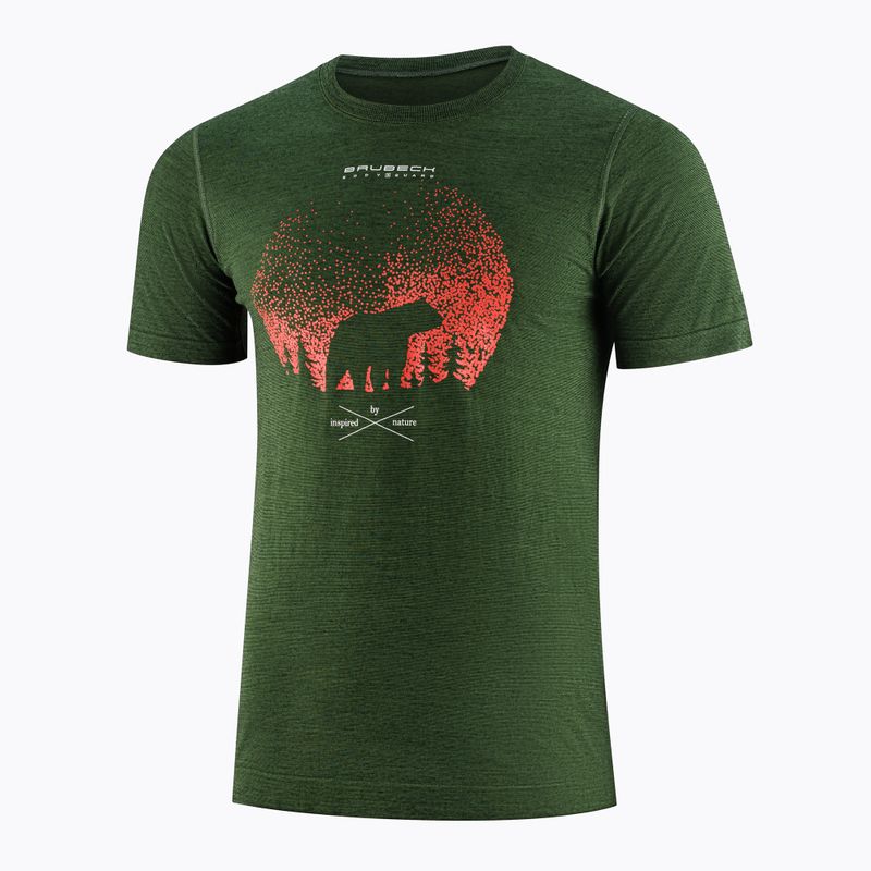 Men's thermal shirt Brubeck Outdoor Merino Wool Pro SS dark green/tree 3