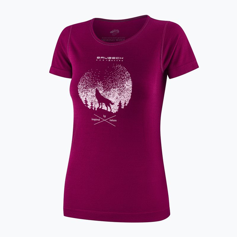 Women's thermal shirt Brubeck Outdoor Merino Wool Pro SS plum/mountain 3 3