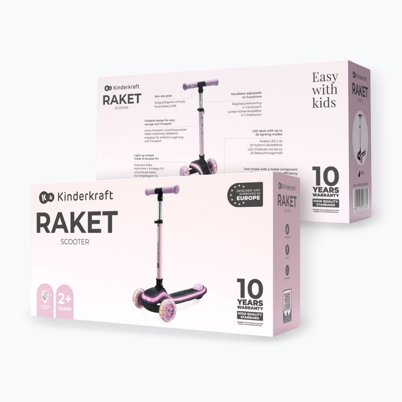 Children's three-wheeled scooter Kinderkraft Raket pink 8