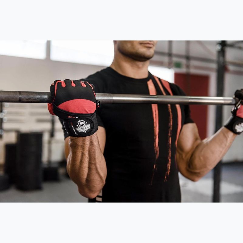 DBX BUSHIDO gym workout gloves with long Velcro and grip system black/red 10