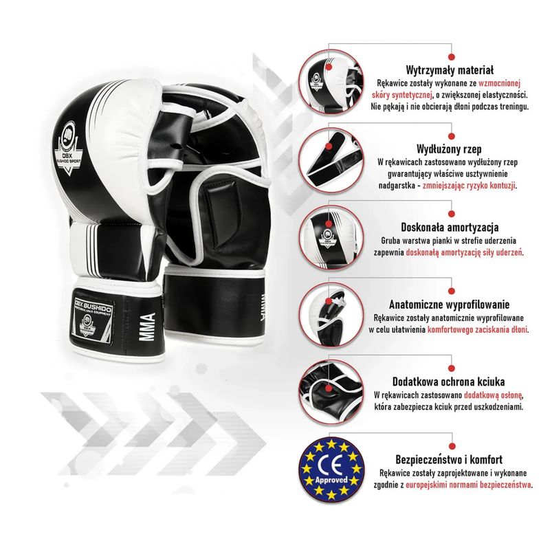 Mma Krav Maga sparring gloves DBX BUSHIDO black and white Arm-2011A-L/XL 10