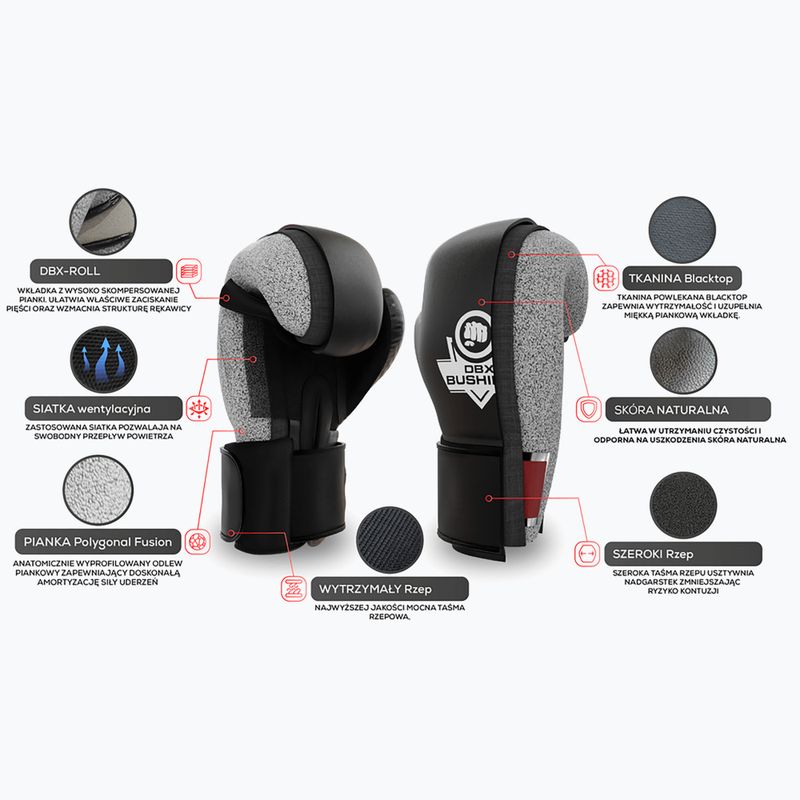 Boxing gloves DBX BUSHIDO natural leather black B-2v13 14