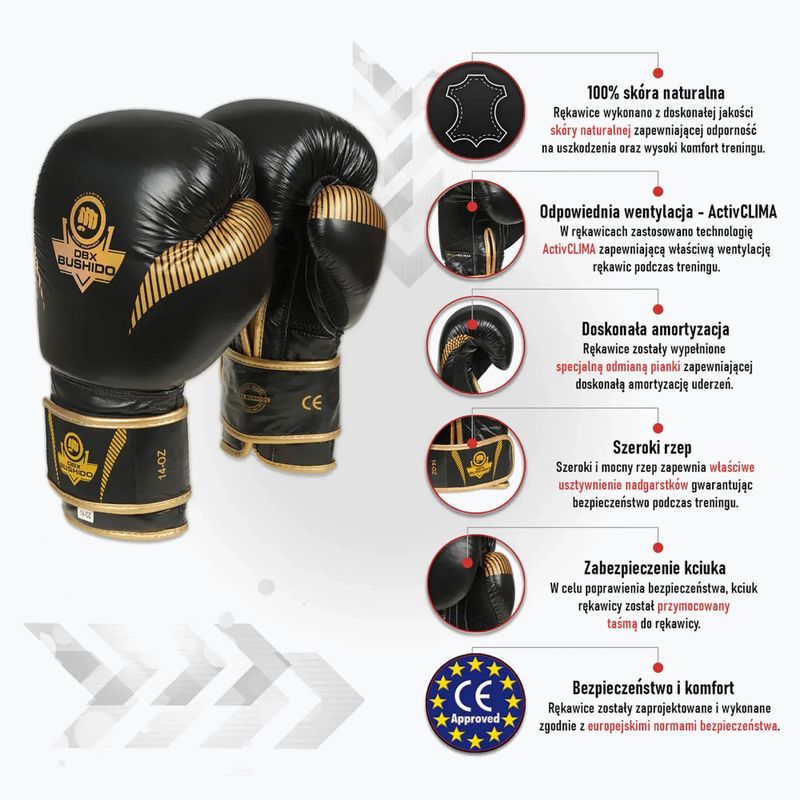 Boxing gloves DBX BUSHIDO natural leather black B-2v13 15