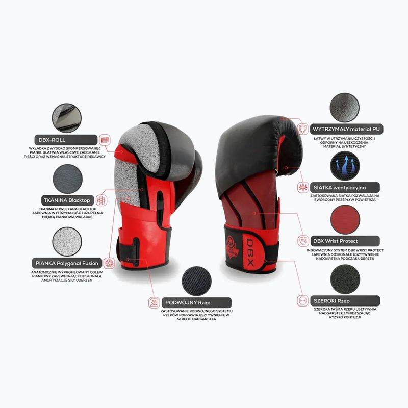 DBX BUSHIDO "Hammer - Red" Muay Thai boxing gloves black/red 14