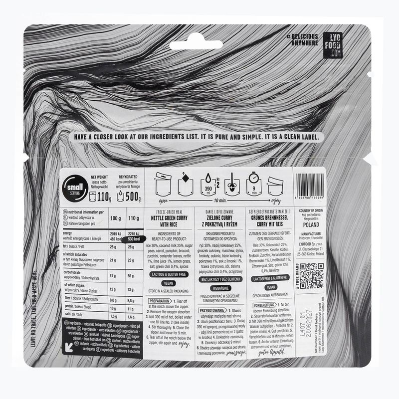Freeze-dried food LYOFOOD Green curry with nettle and rice LF-7289 2