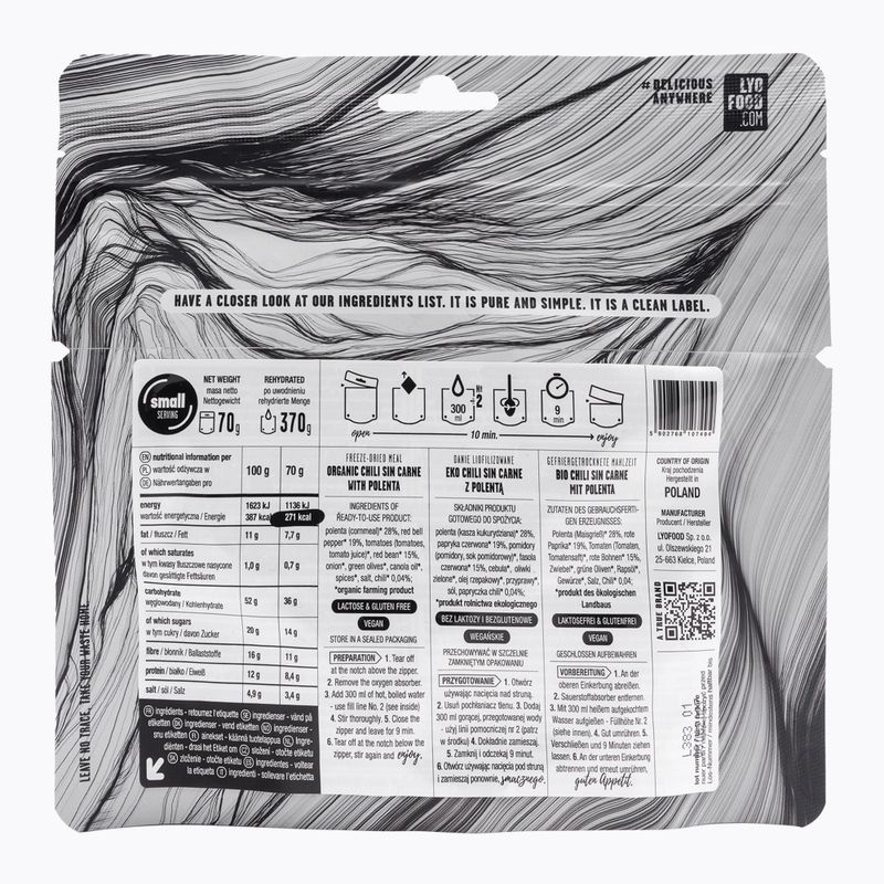 Freeze-dried food LYOFOOD EKO Chilli sin carne with polenta LF-7494 2