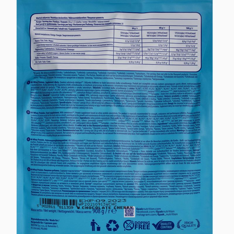 Whey 6PAK 80 Protein 908g white chocolate-cherry PAK/162#BCZWI 2