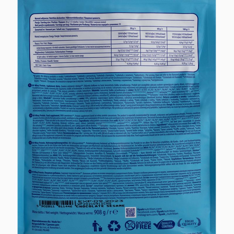 Whey 6PAK Protein 80 908g chocolate-sesame PAK/162#SEZCZ 2