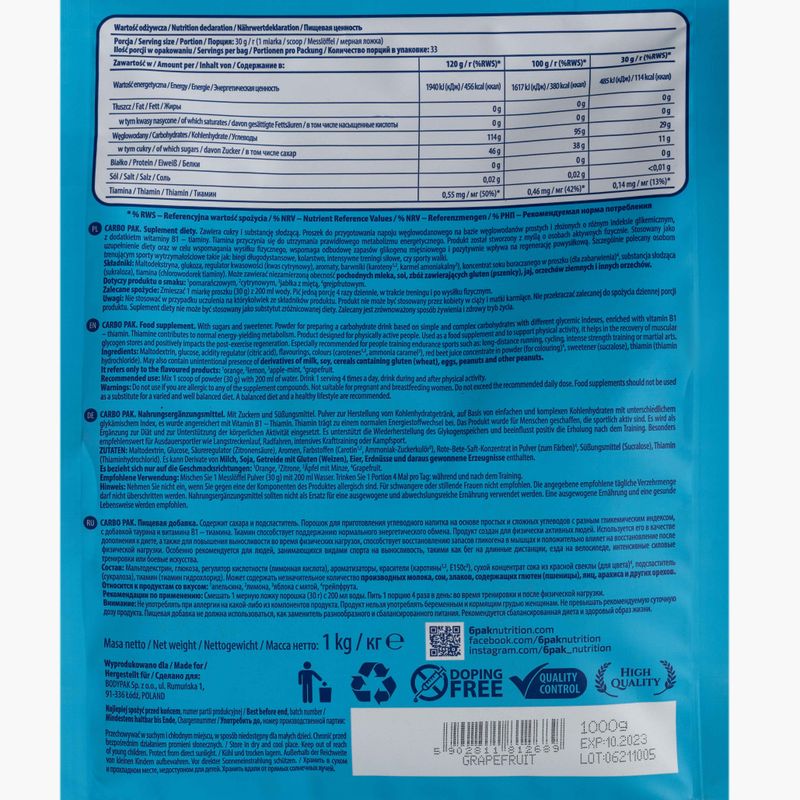 Carbo Pak 6PAK carbohydrates 1kg grapefruit PAK/212#GREJP 2