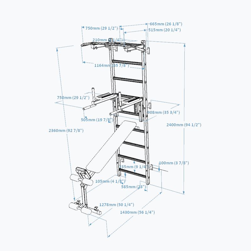 BenchK gymnastics ladder white BK-723W 2