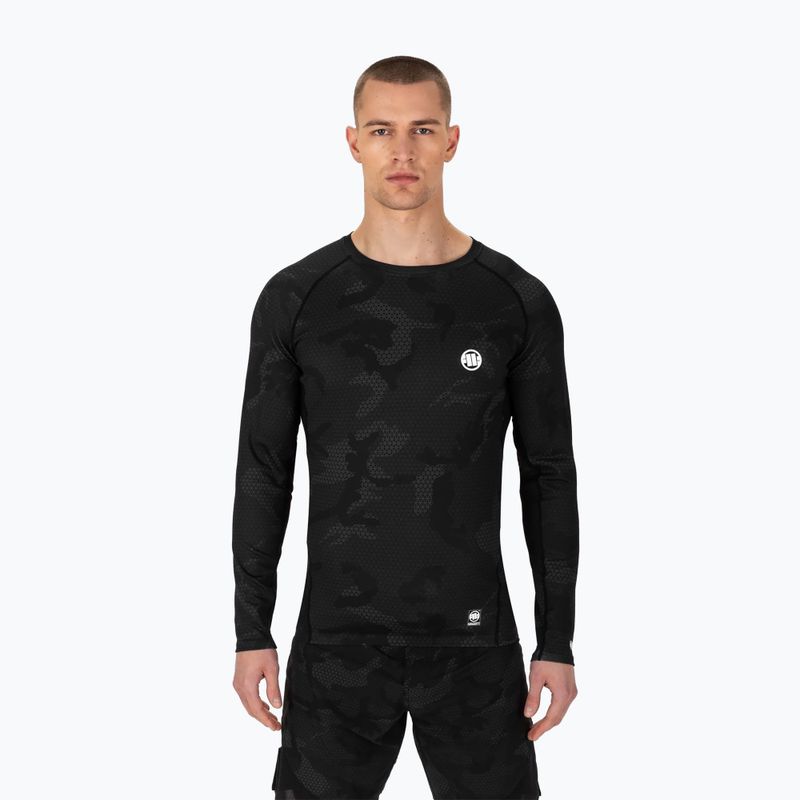 Men's Rashguard longsleeve Pitbull West Coast Net Camo 2 Rash black camo