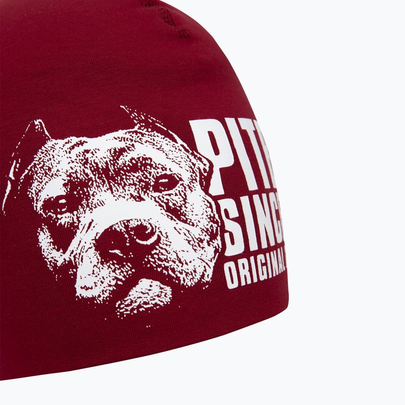 Men's Pitbull Beanie Blood Dog burgundy winter cap 3