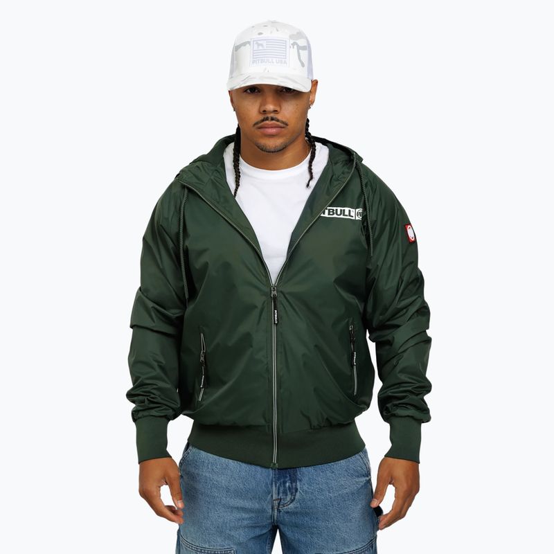 Men's Pitbull West Coast Athletic Hilltop Hooded Nylon jacket dark green