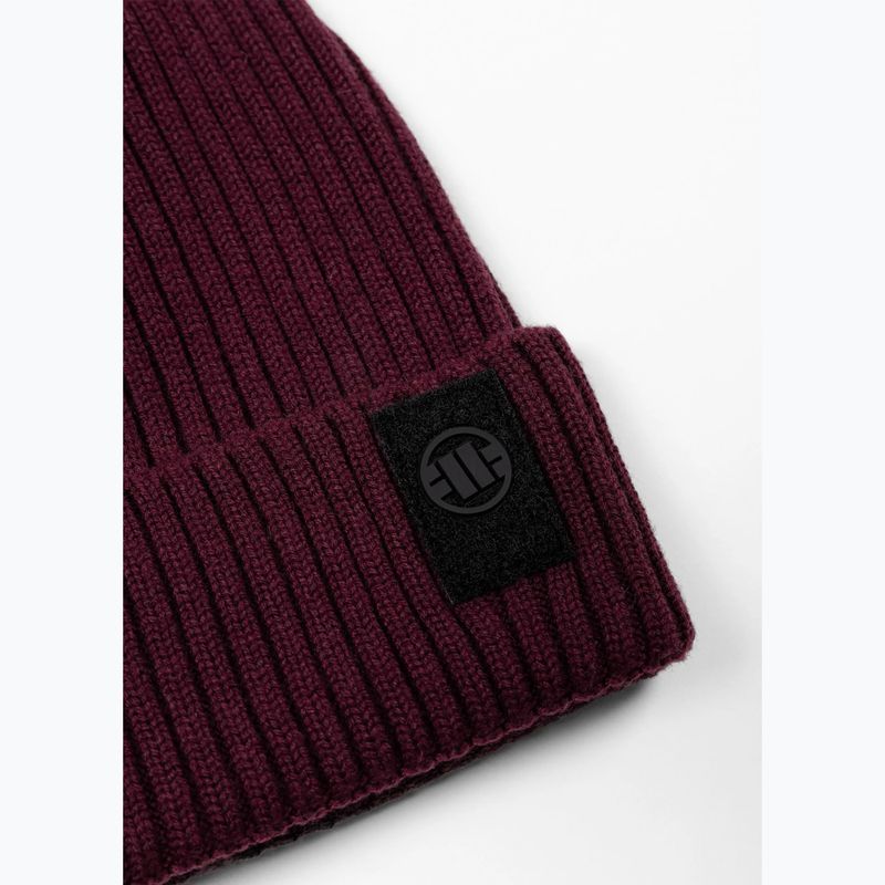 Winter hat Pitbull Beanie Velcro Logo burgundy 2