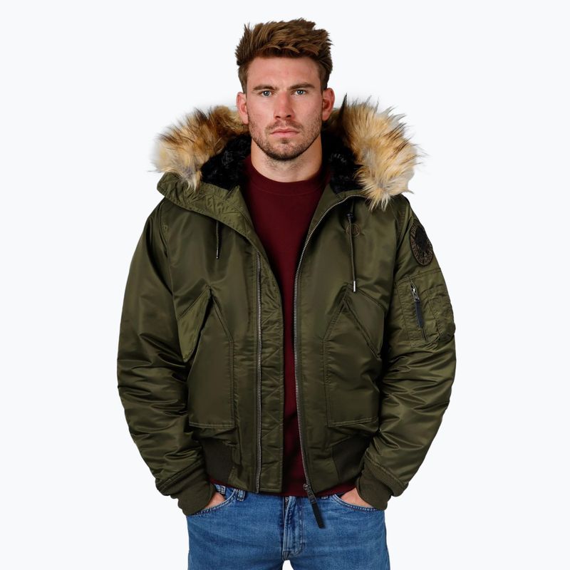 Men's Pitbull Harvest Hooded Bomber olive winter jacket