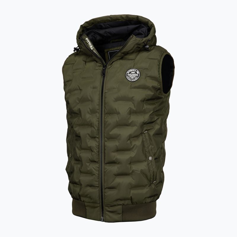 Men's Pitbull Carver Quilted Hooded sleeveless olive 3