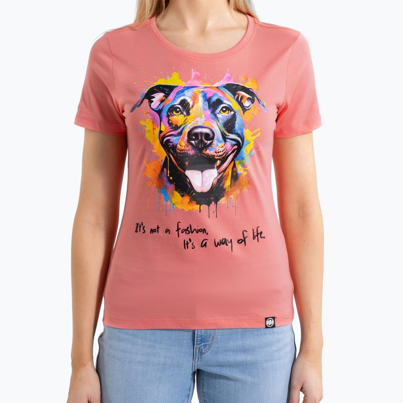 Women's T-shirt Pitbull Watercolor coral 4