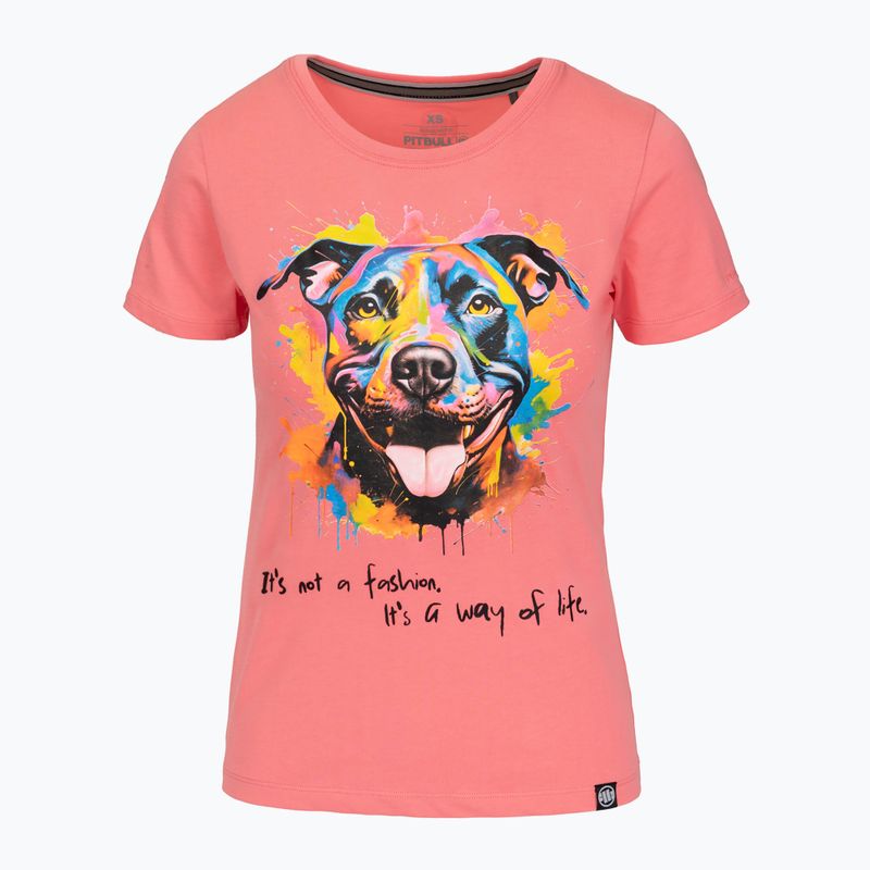 Women's T-shirt Pitbull Watercolor coral