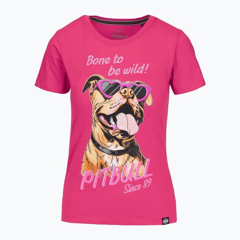 Pitbull Synglasses Dog raspberry gold women's t-shirt