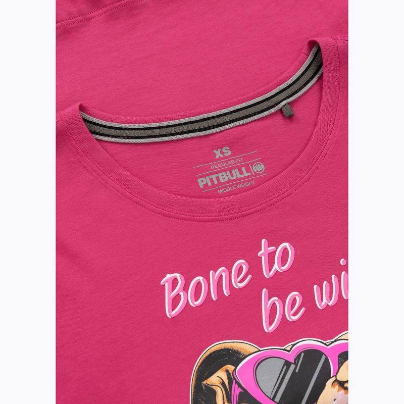 Pitbull Synglasses Dog raspberry gold women's t-shirt 3