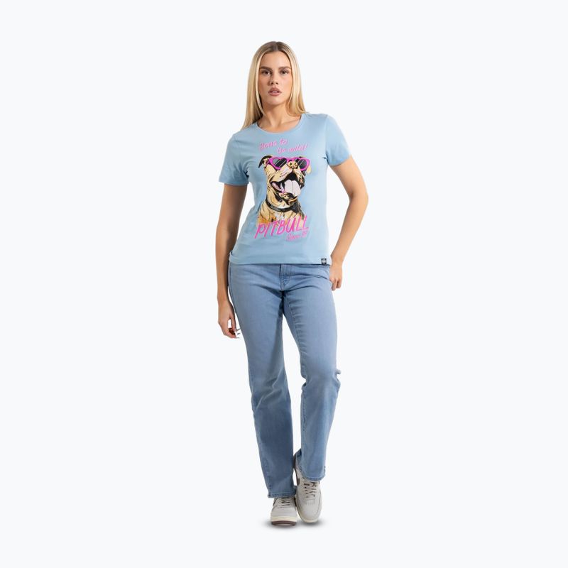 Women's T-shirt Pitbull Synglasses Dog light blue 2