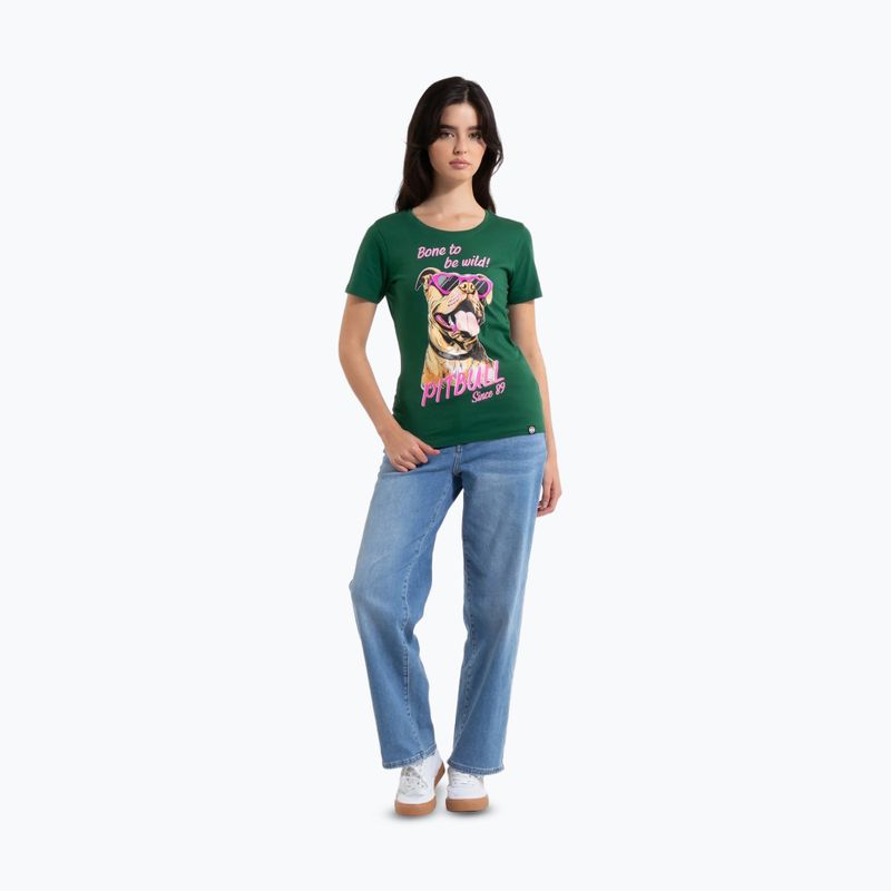 Women's T-shirt Pitbull Synglasses Dog leaf green 2
