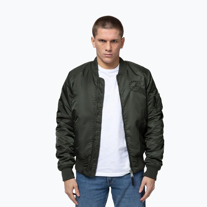 Men's jacket Pitbull Hacket Washed Bomber dark green