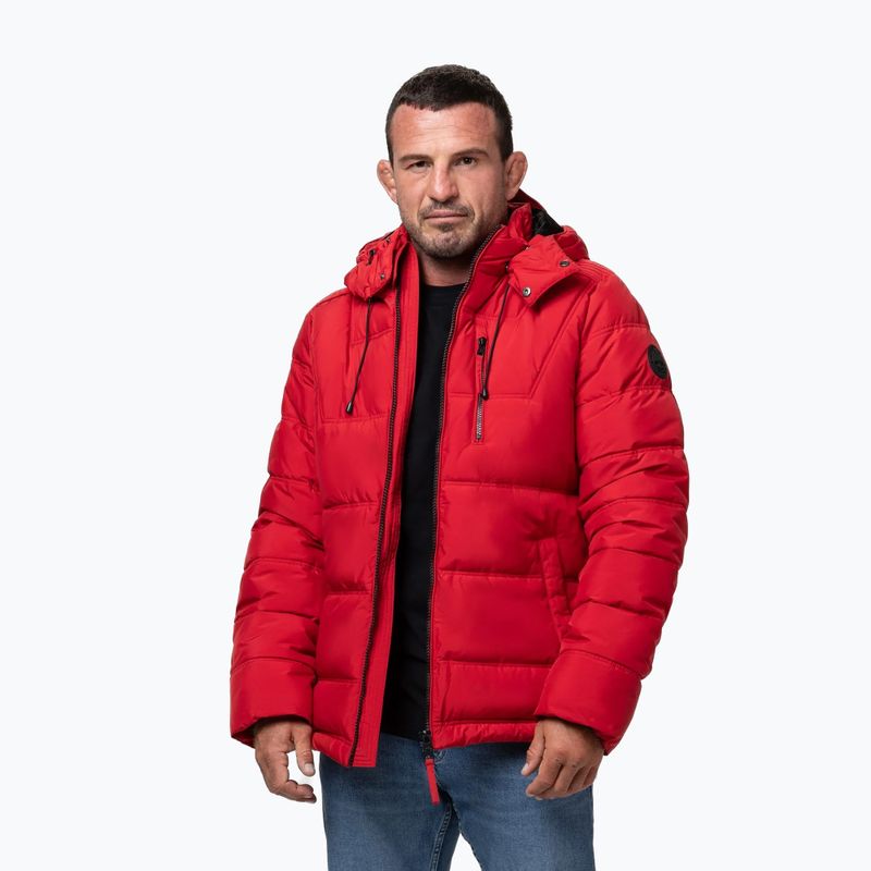 Men's winter jacket Pitbull Piedmont Quilted Hooded fluo/red