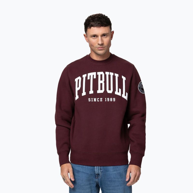 Men's sweatshirt Pitbull Norton Crewneck dark burgundy