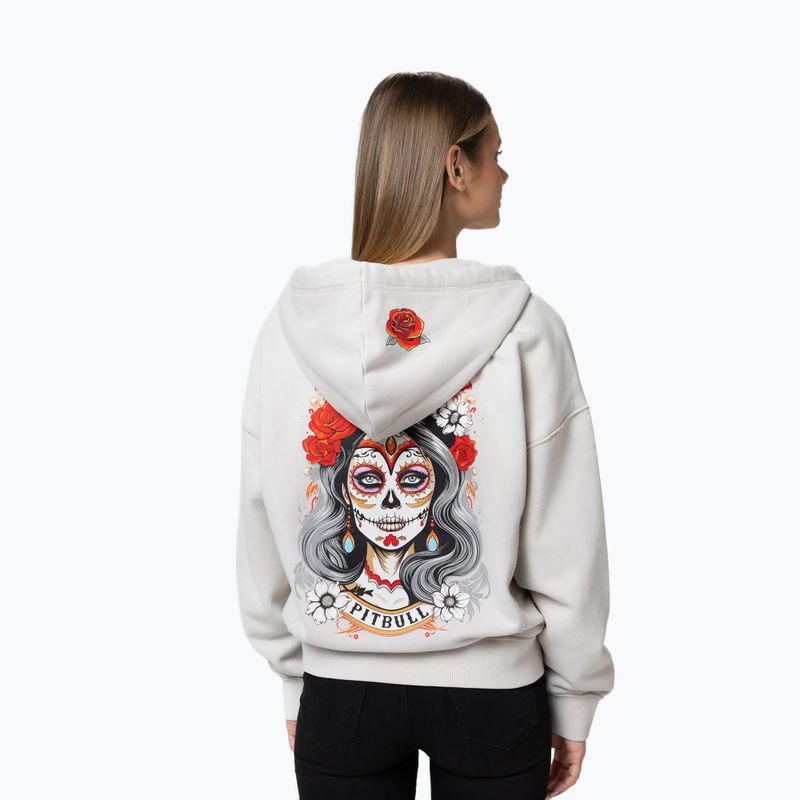 Women's sweatshirt Pitbull Santa Muerte Hooded Zip white stone 3