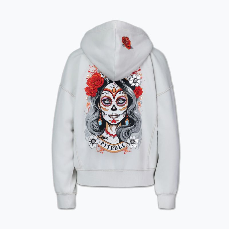 Women's sweatshirt Pitbull Santa Muerte Hooded Zip white stone 9
