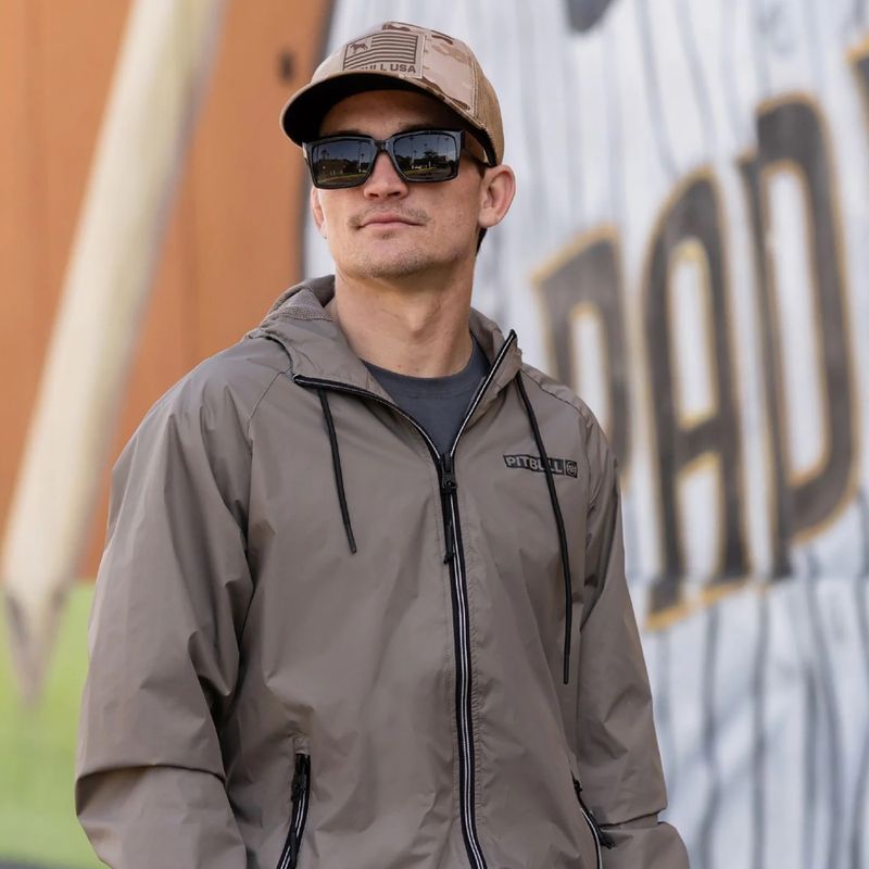 Men's jacket Pitbull Athletic Logo Nylon Hooded taupe 14