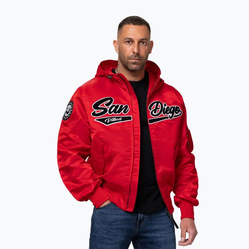 Men's jacket Pitbull Aero Flight Hooded fluo/red