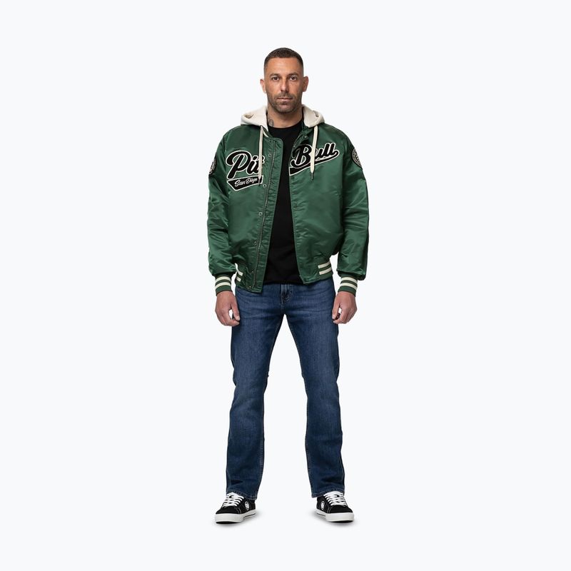 Men's jacket Pitbull Mason San Diego Baseball Hooded bottle green/beige 2