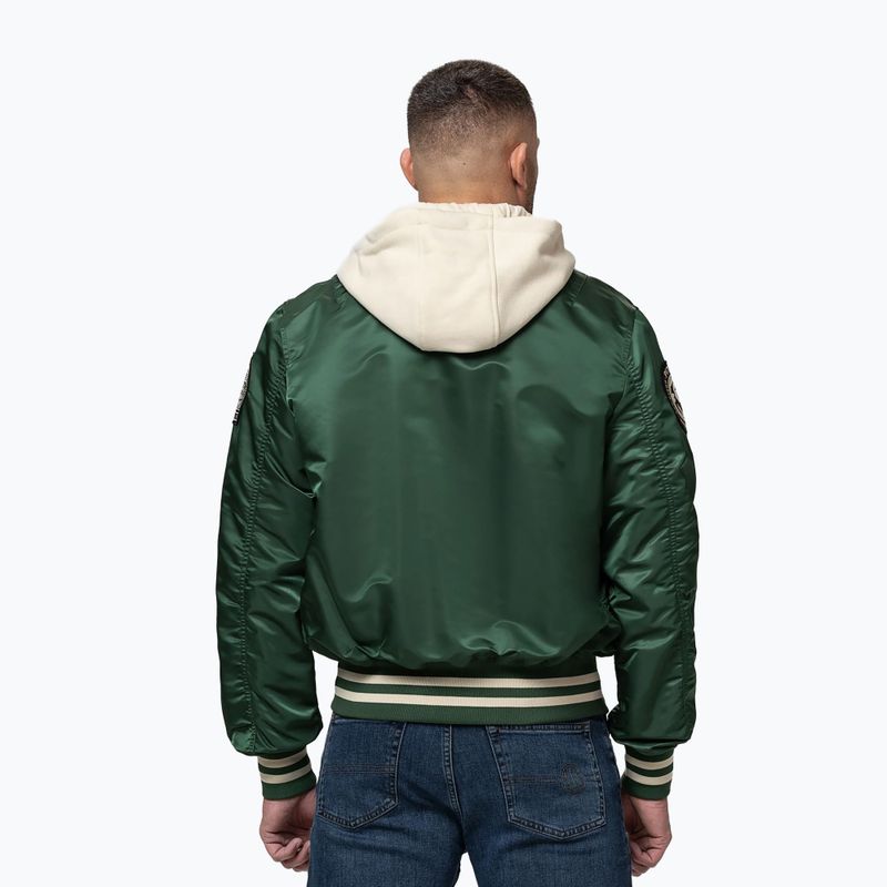 Men's jacket Pitbull Mason San Diego Baseball Hooded bottle green/beige 3