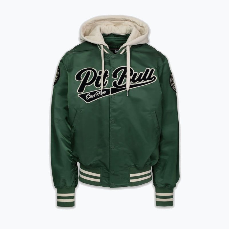 Men's jacket Pitbull Mason San Diego Baseball Hooded bottle green/beige 4