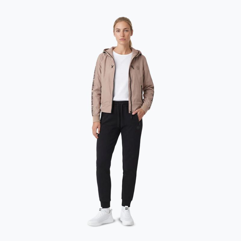 Women's jacket Pitbull Aaricia Stripes Nylon Hooded dark sand 2