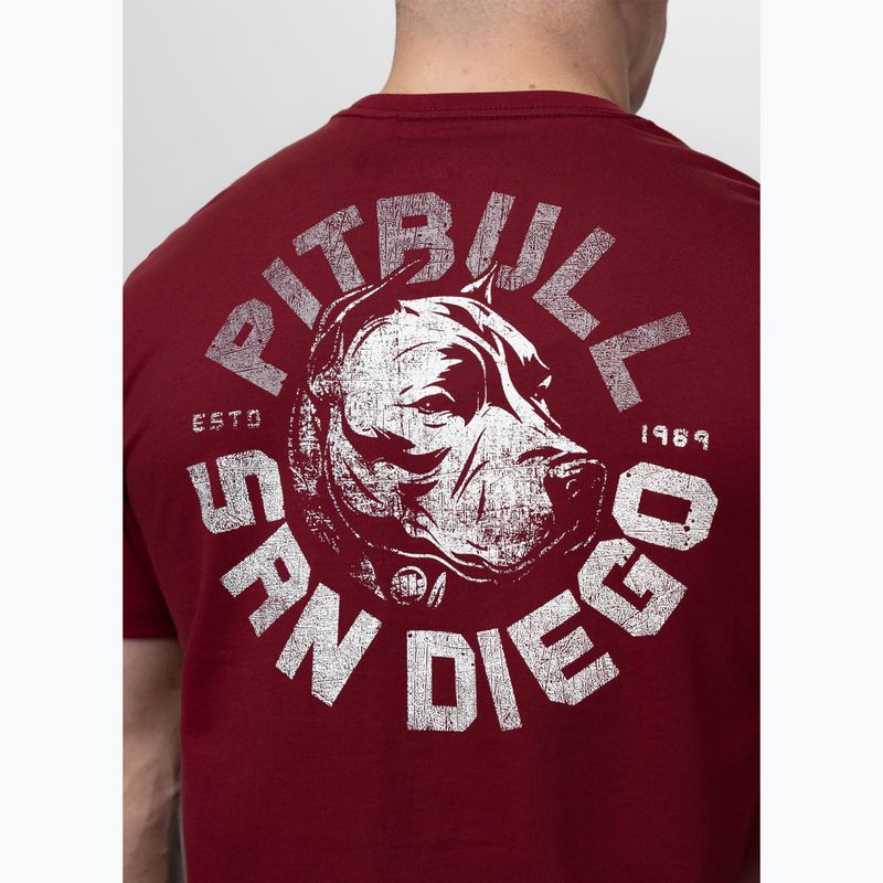Men's T-shirt Pitbull Dog SD burgundy 3