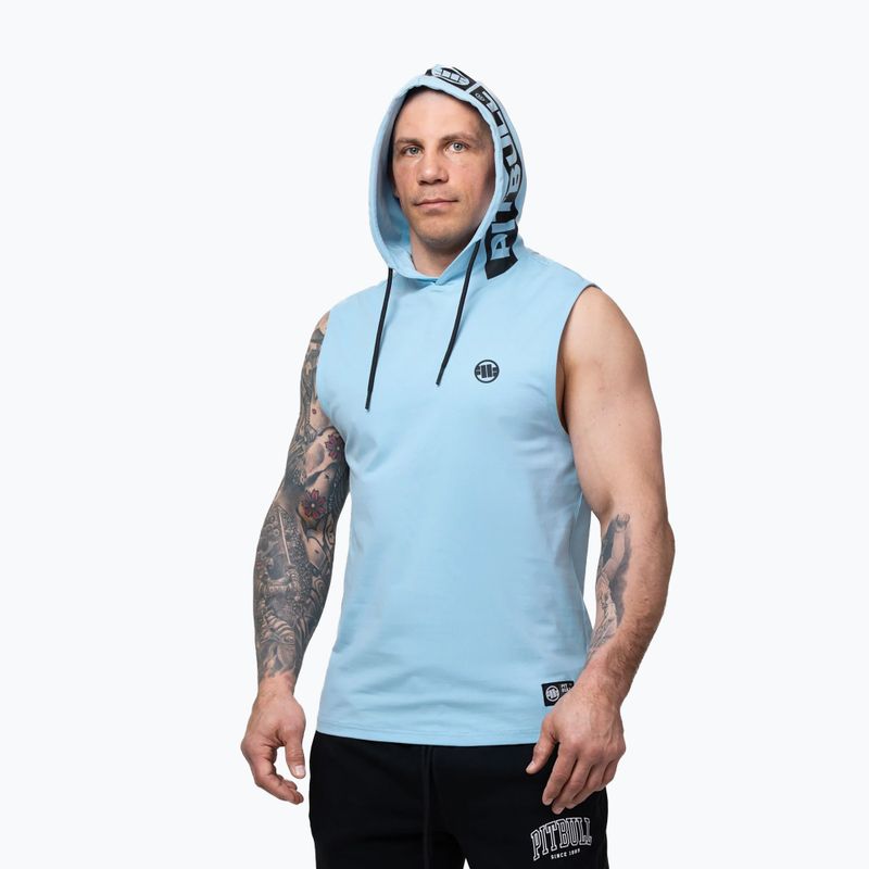 Men's training sweatshirt Pitbull Mercado Hilltop Sleeveless Hooded light blue 4