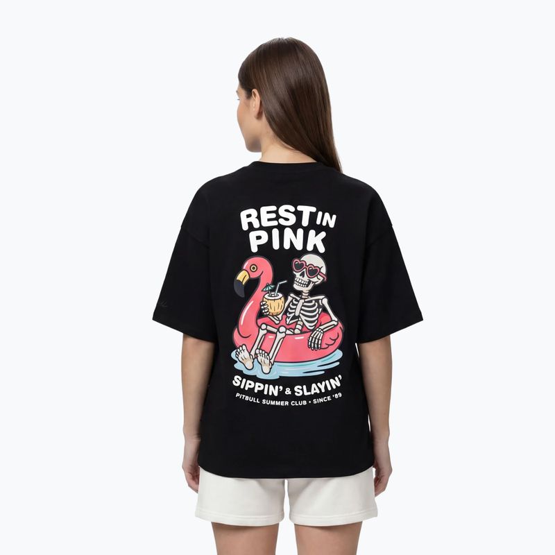 Women's T-shirt Pitbull Rest In Pink Oversize black 3