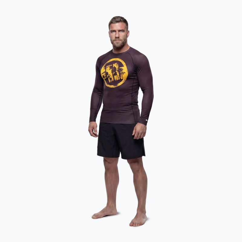 Men's long sleeve rashguard Pitbull Rashguard Logo Palms brown 2