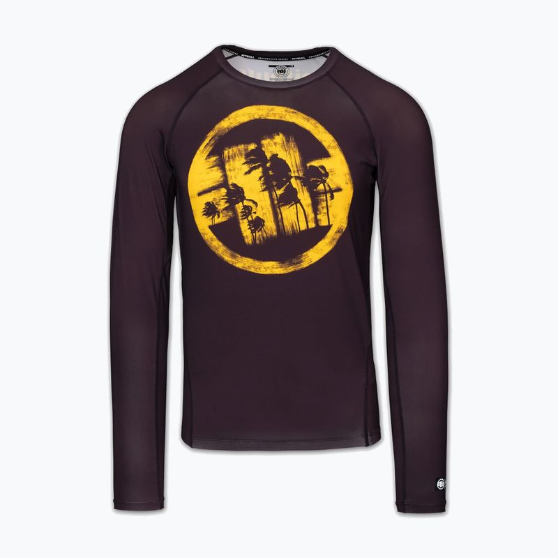 Men's long sleeve rashguard Pitbull Rashguard Logo Palms brown 3