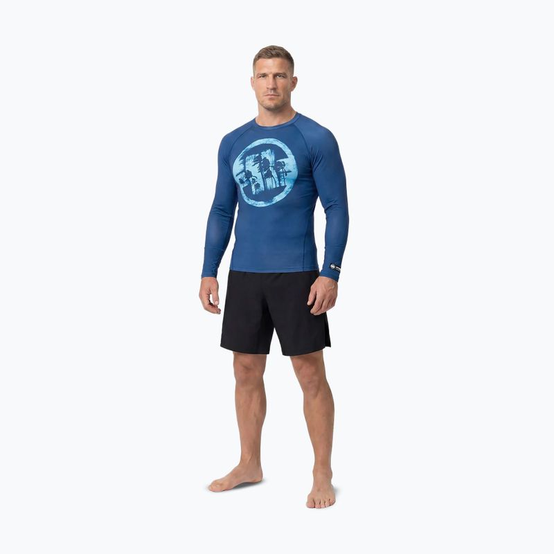 Men's long sleeve rashguard Pitbull Rashguard Logo Palms blue 2
