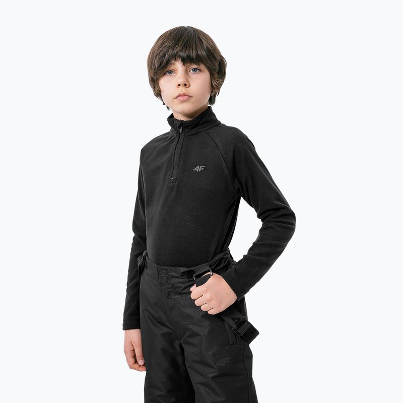 Children's 4F fleece sweatshirt black HJZ22-JBIMP001