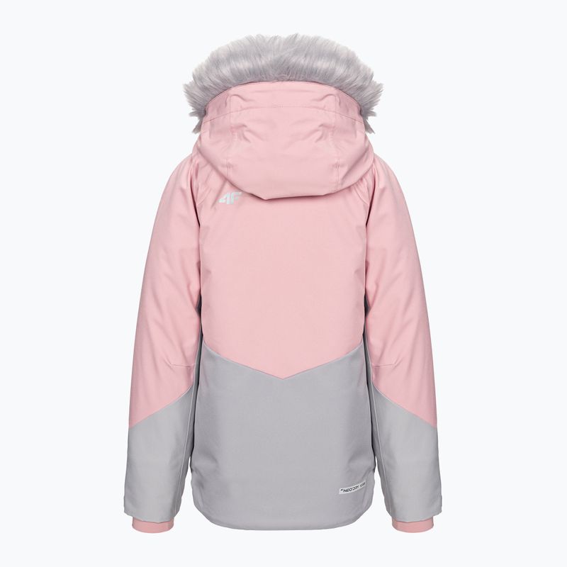 Children's ski jacket 4F pink HJZ22-JKUDN003 4